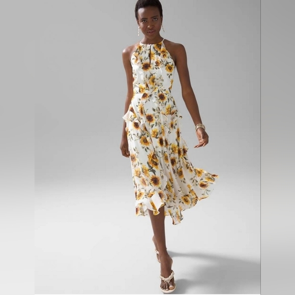 White House Black Market Dresses & Skirts - WHBM Ruffle Halter Midi Dress